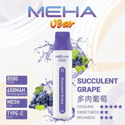 MEHA VBar 魅嗨小白條 8500 3% 醇熟尼古丁鹽 順滑入喉解癮更到位 小白條輕盈手感 綻放純粹果香 650mAh長效續航始終如一 台灣現貨:圖片 8